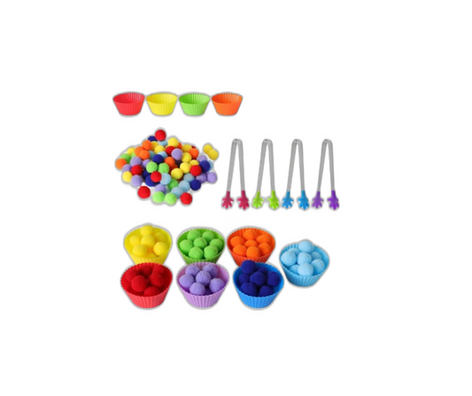 1set Colorful Pom Pom Toys For Kids